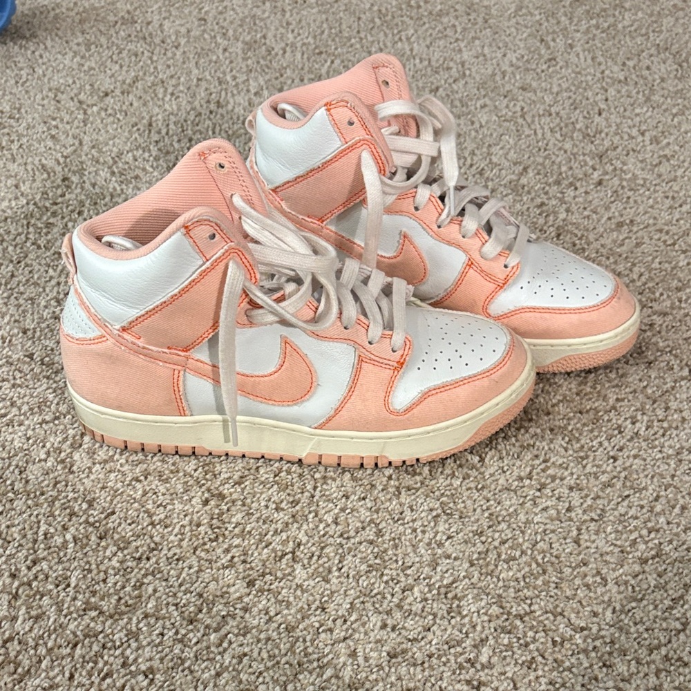 Nike Women's High-Top Sneakers - Peach and White